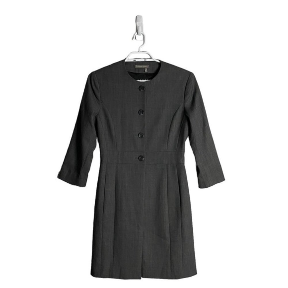 Tristan & Iseut Women's Gray Chic Button Down Trench Coat